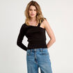 Pull asymétrique noir femme