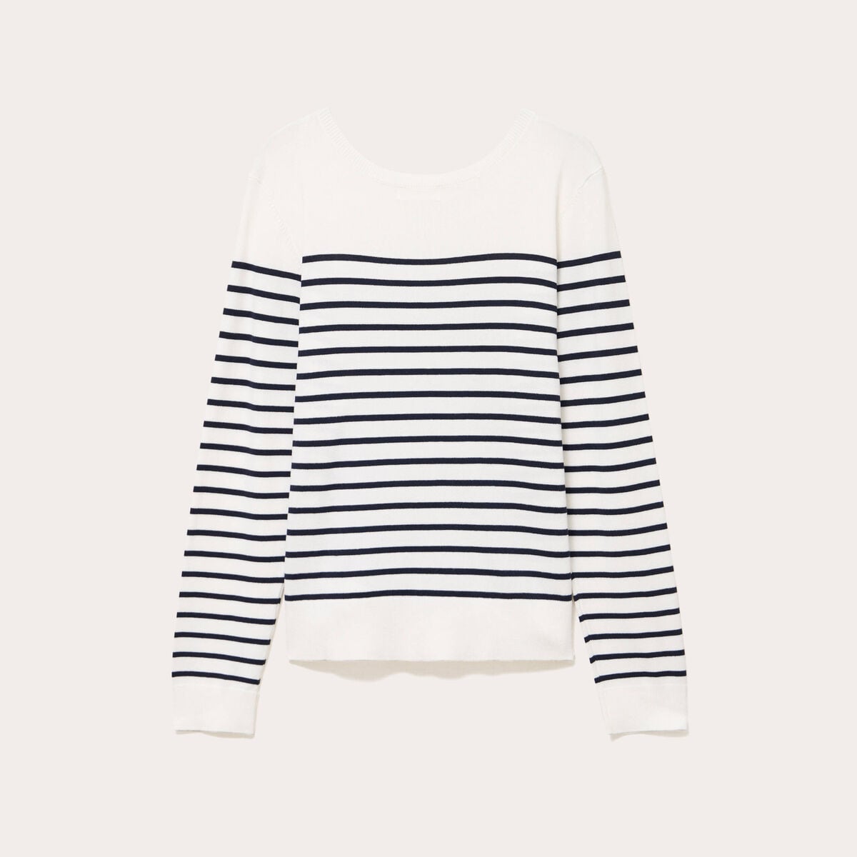 Pull fin manches longues encolure bateau bleu marine femme
