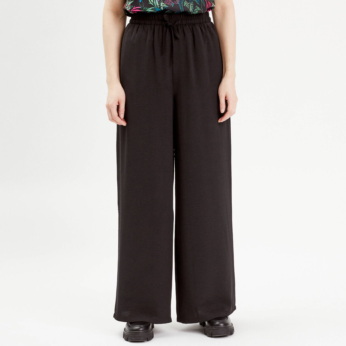 Pantalon large fluide noir femme