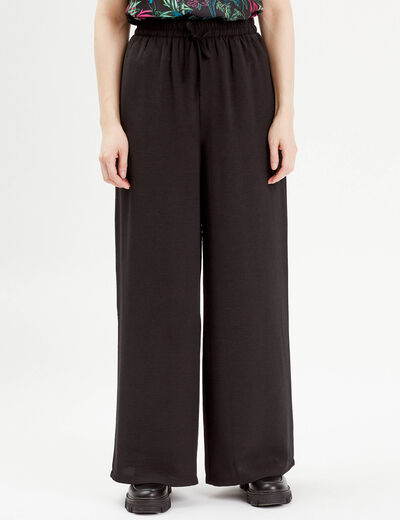 Pantalon large fluide noir femme