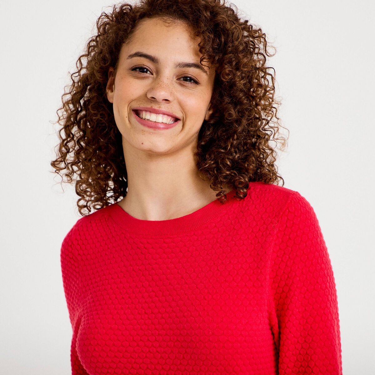 Pull col bateau rouge femme