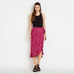 Jupe longue portefeuille rose framboise femme