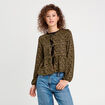 Blouse nou&eacute;e manches longues vert kaki femme