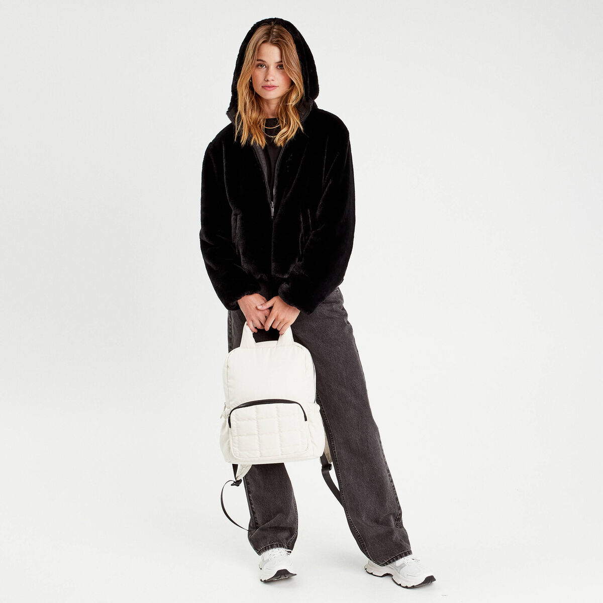 Parka r&eacute;versible &agrave; capuche noir femme