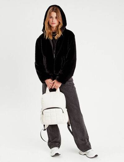 Parka r&eacute;versible &agrave; capuche noir femme