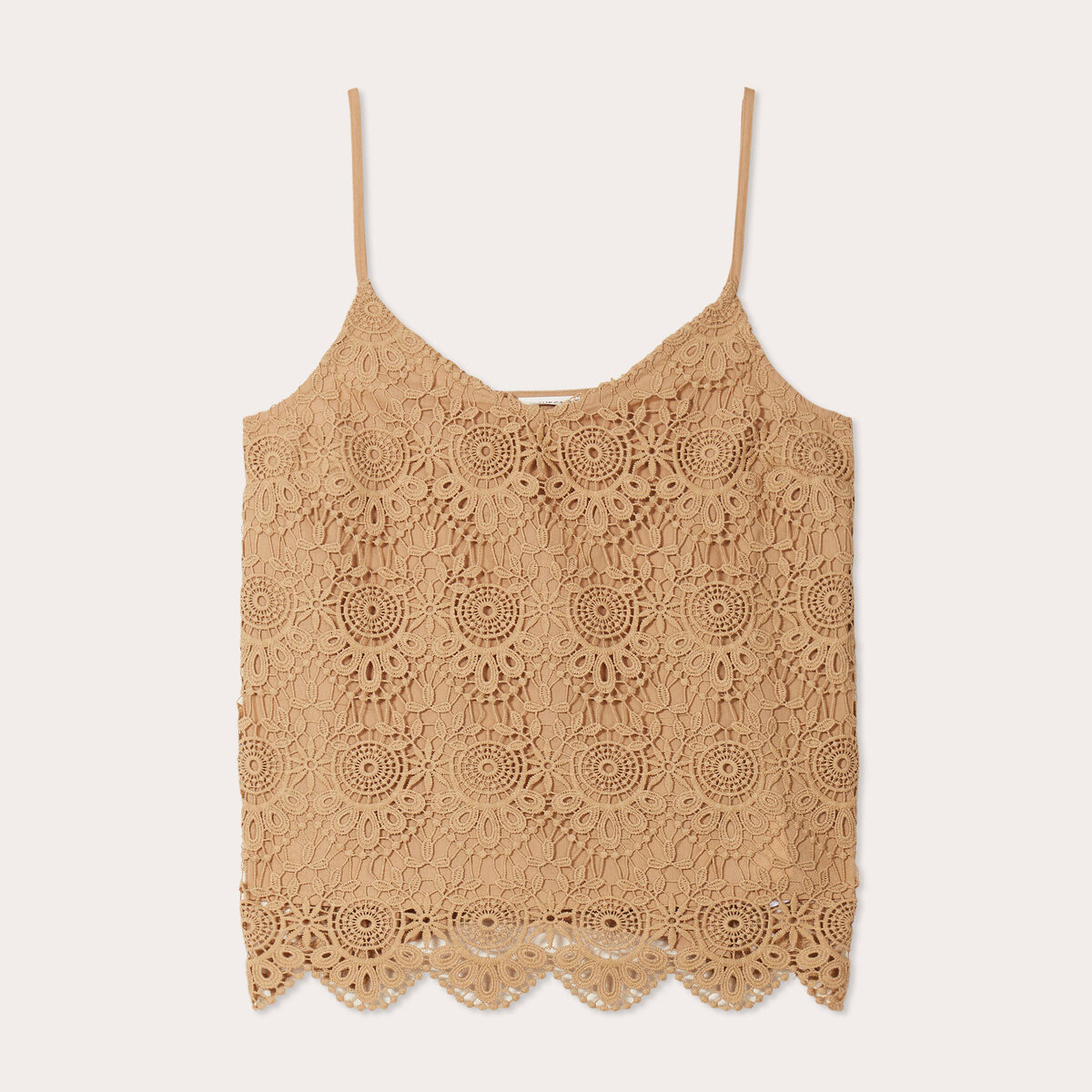 Débardeur aspect macramé beige femme