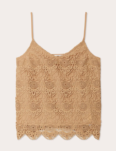 Débardeur aspect macramé beige femme