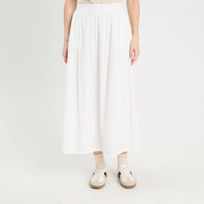 Jupe longue évasée blanc femme