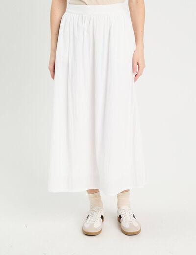 Jupe longue évasée blanc femme