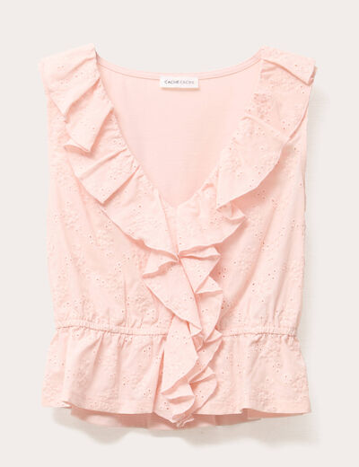 Blouse sans manches rose poudrée femme
