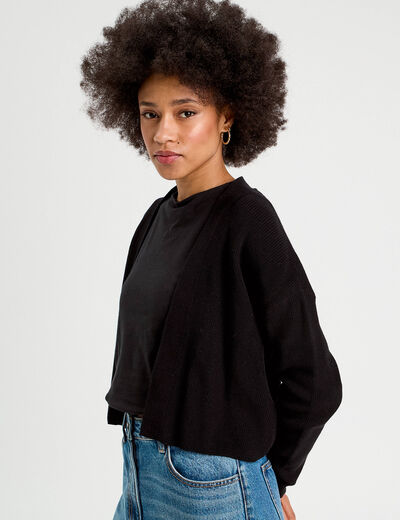 Gilet manches longues noir femme
