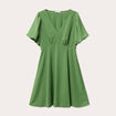 Robe trapèze manches courtes vert femme