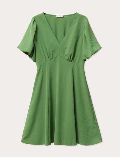 Robe trapèze manches courtes vert femme