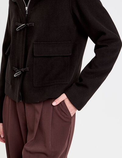 Manteau style dufflecoat noir femme