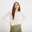 Pull ajour&eacute; manches longues dentelle ecru femme