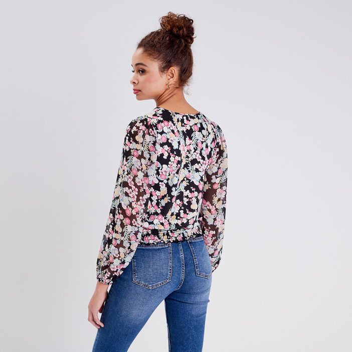 Blouse manches longues noir femme
