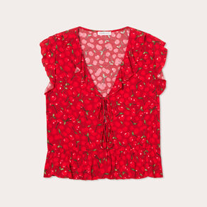 blouse sans manches nouee rouge femme Blouse sans manches nouée rouge femme