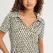 Blouse col polo vert olive femme