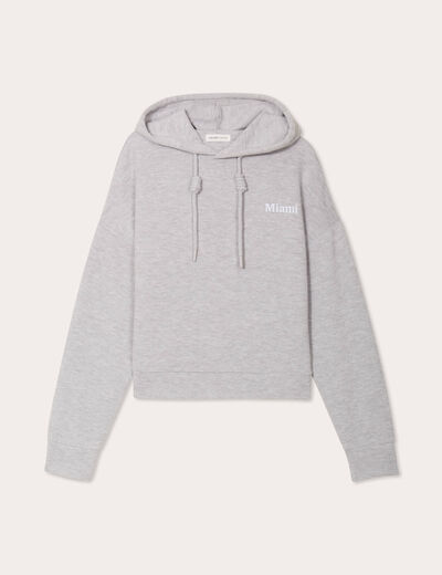 Sweat à capuche gris clair femme