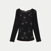 Top ajust&eacute; transparent col rond noir femme