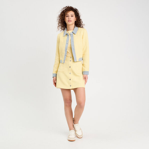 jupe trapeze tweed jaune clair femme Jupe trapèze tweed jaune clair femme