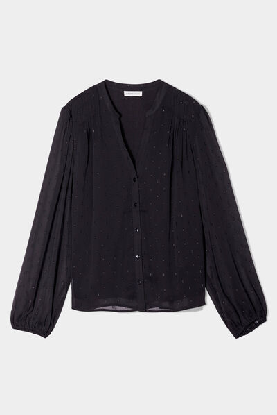 Blouse manches longues noir femme