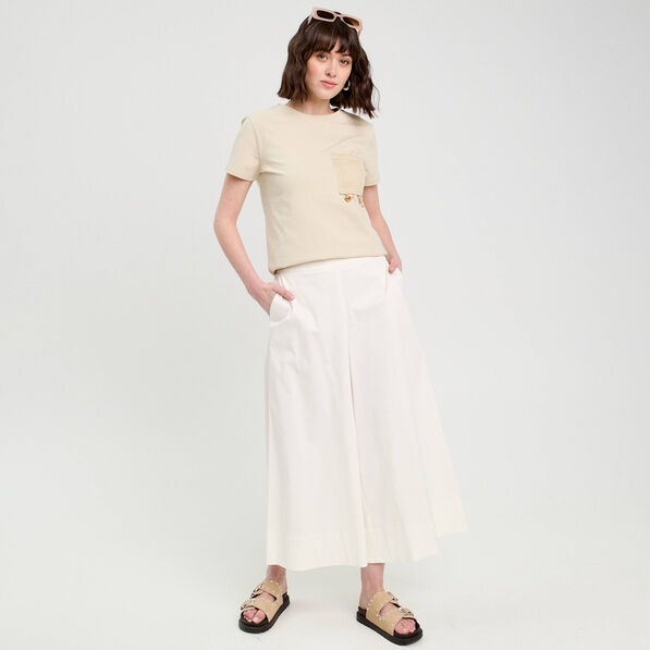 t shirt poche details bijoux beige femme T-shirt poche détails bijoux beige femme