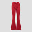 Jeans flare taille haute rouge foncé femme