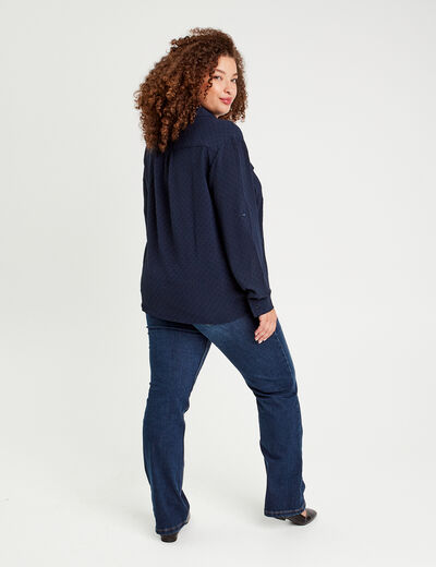 Chemise manches longues bleu marine femme