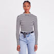 T-shirt cintré col montant noir femme