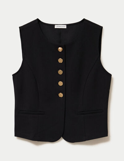 Gilet sans manches col rond noir femme