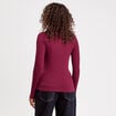 T-shirt manches longues c&ocirc;tel&eacute; bordeaux femme
