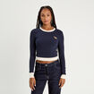 T-shirt cropped 2-en-1 bleu marine femme