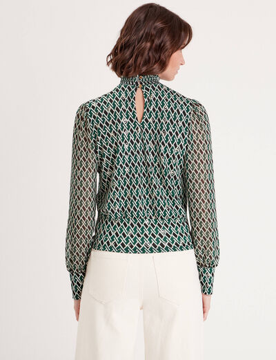 Blouse manches longues vert canard femme