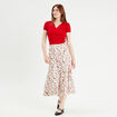 Jupe midi évasée fluide blanc femme