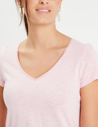 T-shirt manches courtes rose femme