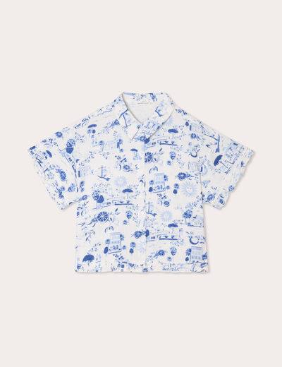 Chemise manches courtes bleu roi femme