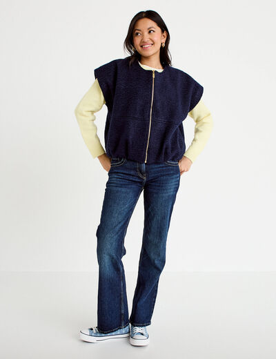 Veste oversize sans manches col rond bleu marine femme