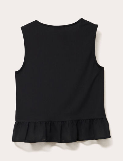 Blouse sans manches volants noir femme