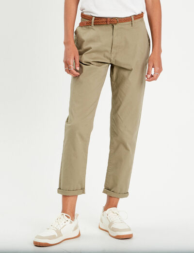 Pantalon chino 7/8ème vert femme