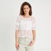 Blouse dentelle nouée blanc femme