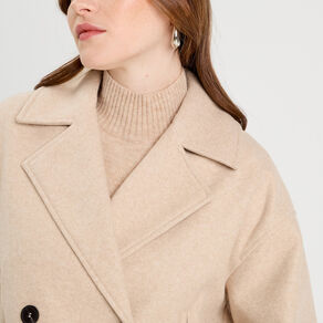 Caban court boutonné beige femme
