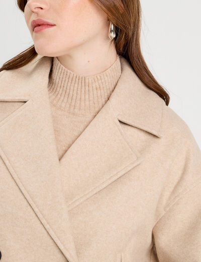 Caban court boutonné beige femme