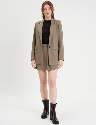 Veste blazer fluide vert kaki femme