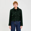Veste bouclette boutonn&eacute;e vert fonc&eacute; femme