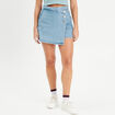 Jupe-short droite en jean denim double stone femme