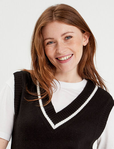 Pull sans manches noir femme