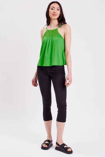 Pantacourt slim 5 poches noir femme