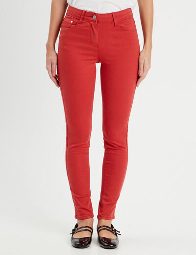 Jeans slim 5 poches rouge femme
