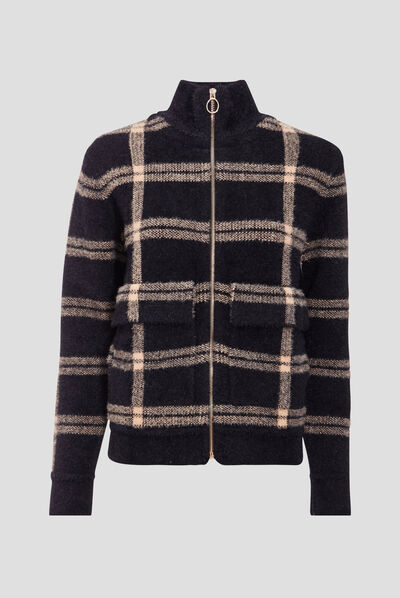 Veste droite à col montant noir femme